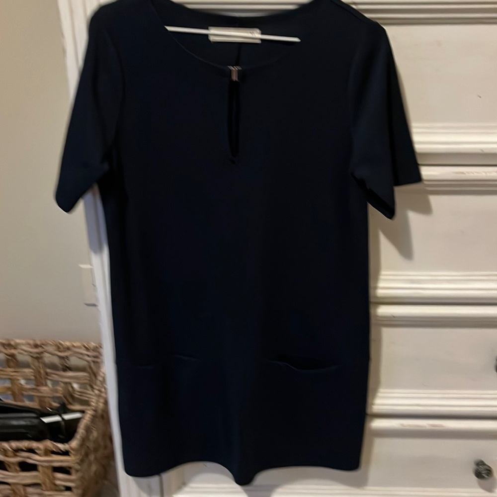Shirt sleeve dark blue dress